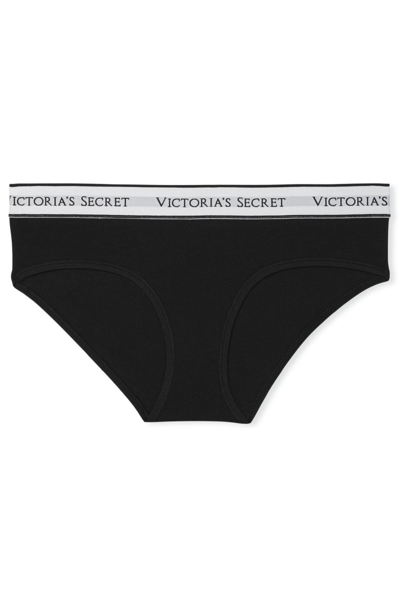 Black Victoria's Secret Stretch Cotton Logo Knickers | 1738JWENA