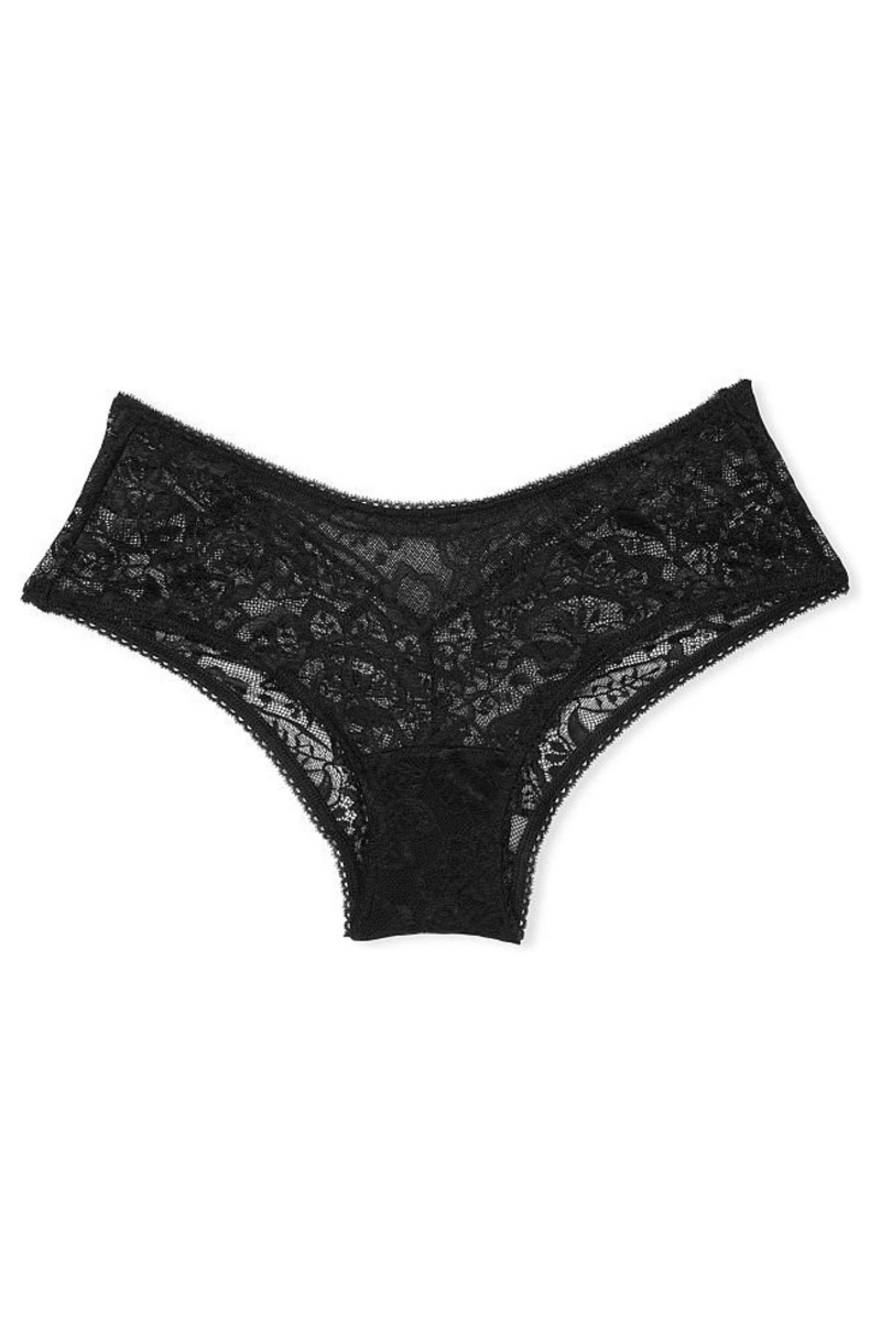 Black Victoria's Secret The Lacie Lace Cheeky Knickers | 7936YUVLG