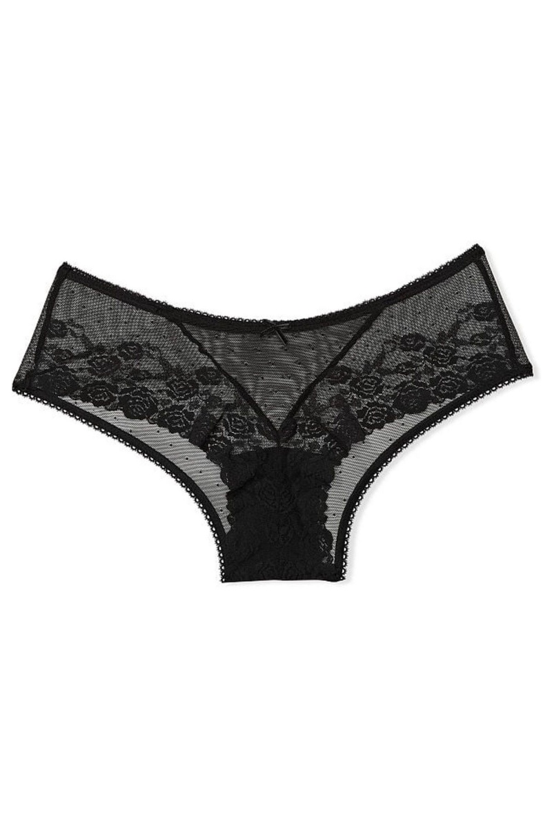 Black Victoria's Secret The Lacie Lace Cheeky Knickers | 0743OUDBZ