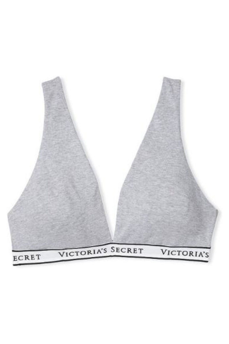 Black Victoria's Secret The T-Shirt Cotton Logo Bralette | 0698CZYXP