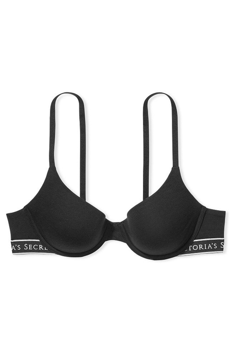 Black Victoria's Secret The T-Shirt Lightly Lined Demi Logo Bra | 4631IAVBM