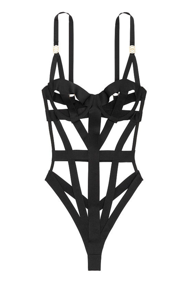 Black Victoria's Secret Very Sexy Bondage Bodysuit | 5706LJVUW