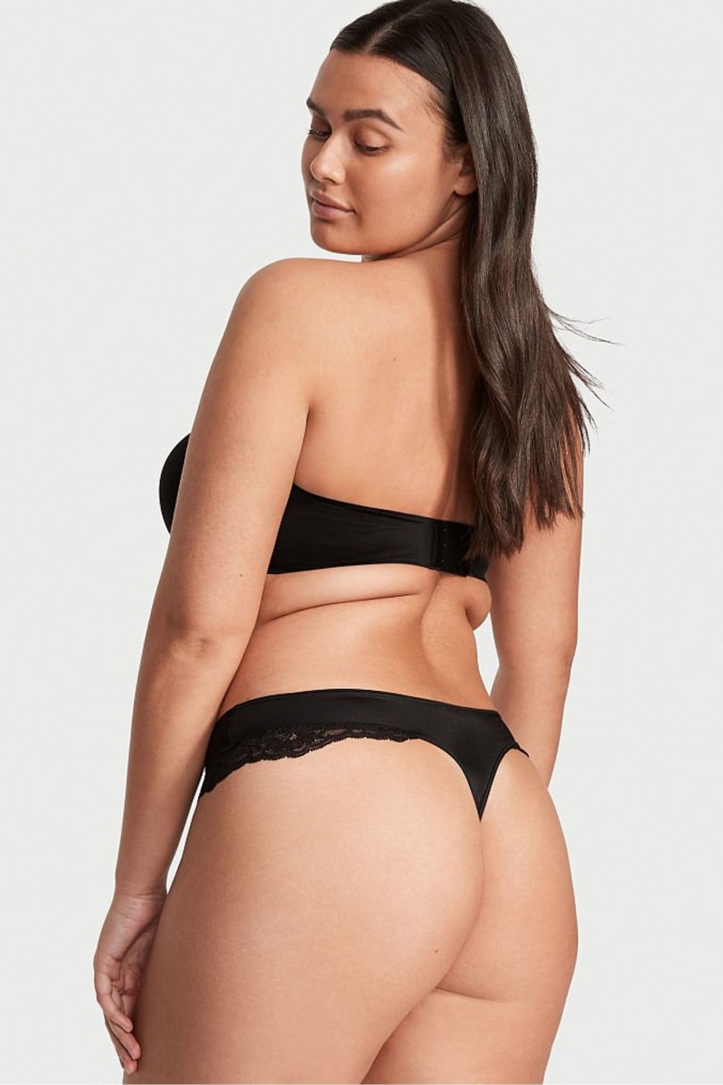 Black Victoria's Secret Very Sexy Lace Thong Knickers | 8947NERIU