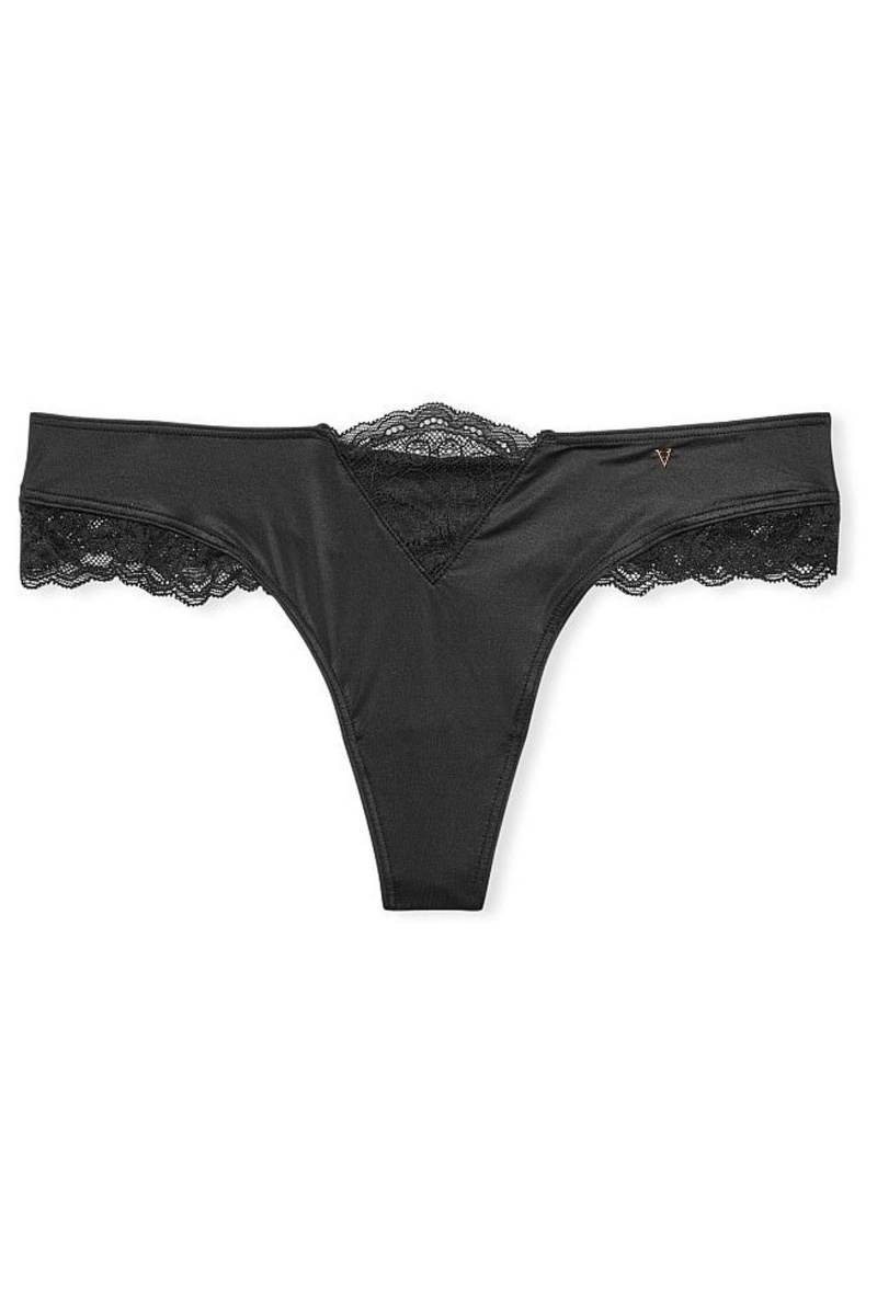 Black Victoria's Secret Very Sexy Lace Thong Knickers | 8947NERIU