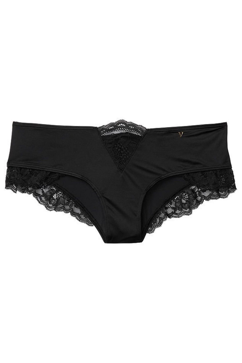 Black Victoria's Secret Very Sexy Lace Trim Cheeky Knickers | 0745TUPFE