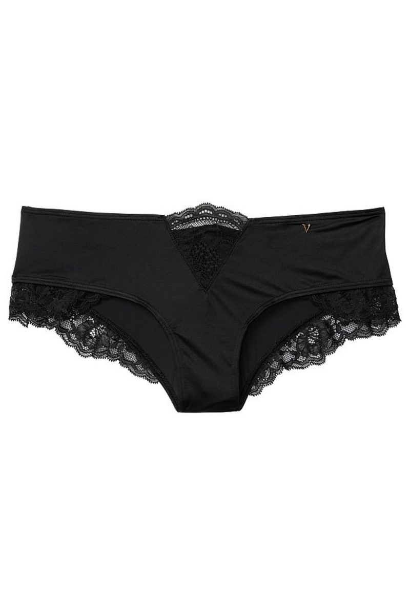 Black Victoria's Secret Very Sexy Lace Trim Cheeky Knickers | 7905CLQOK