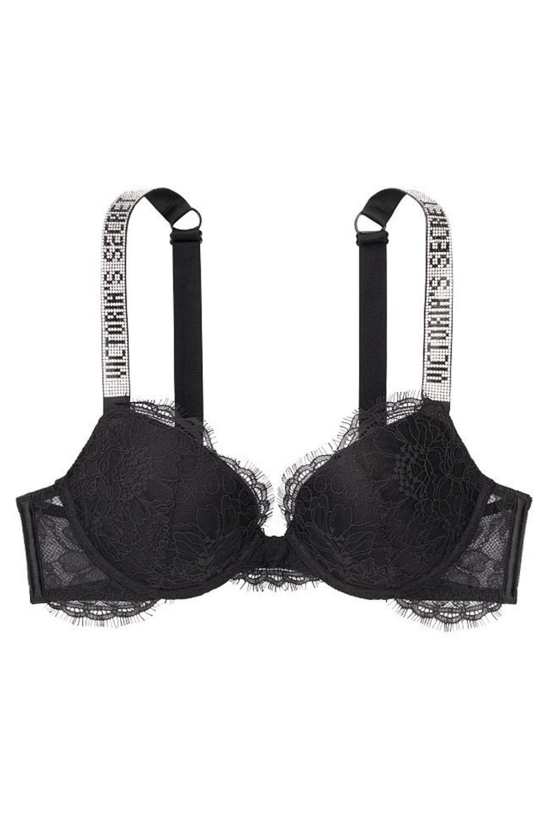 Black Victoria's Secret Very Sexy Shine Strap Push Up Bra | 9058HUJDW