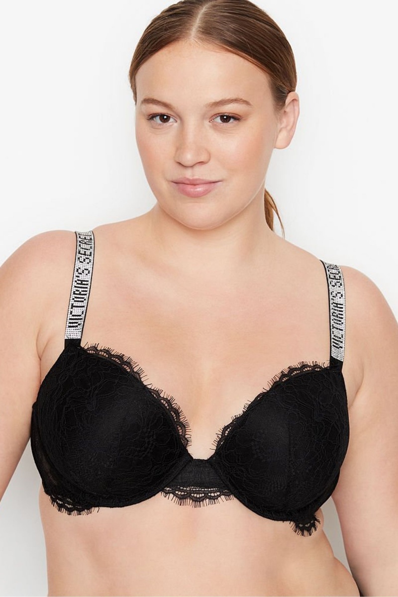 Black Victoria\'s Secret Very Sexy Shine Strap Push Up Bra | 9058HUJDW