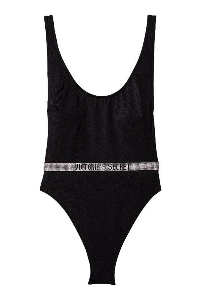 Black Victoria's Secret Very Sexy Shine Strap Belted Open Back Swimsuit | 4297DYHTA