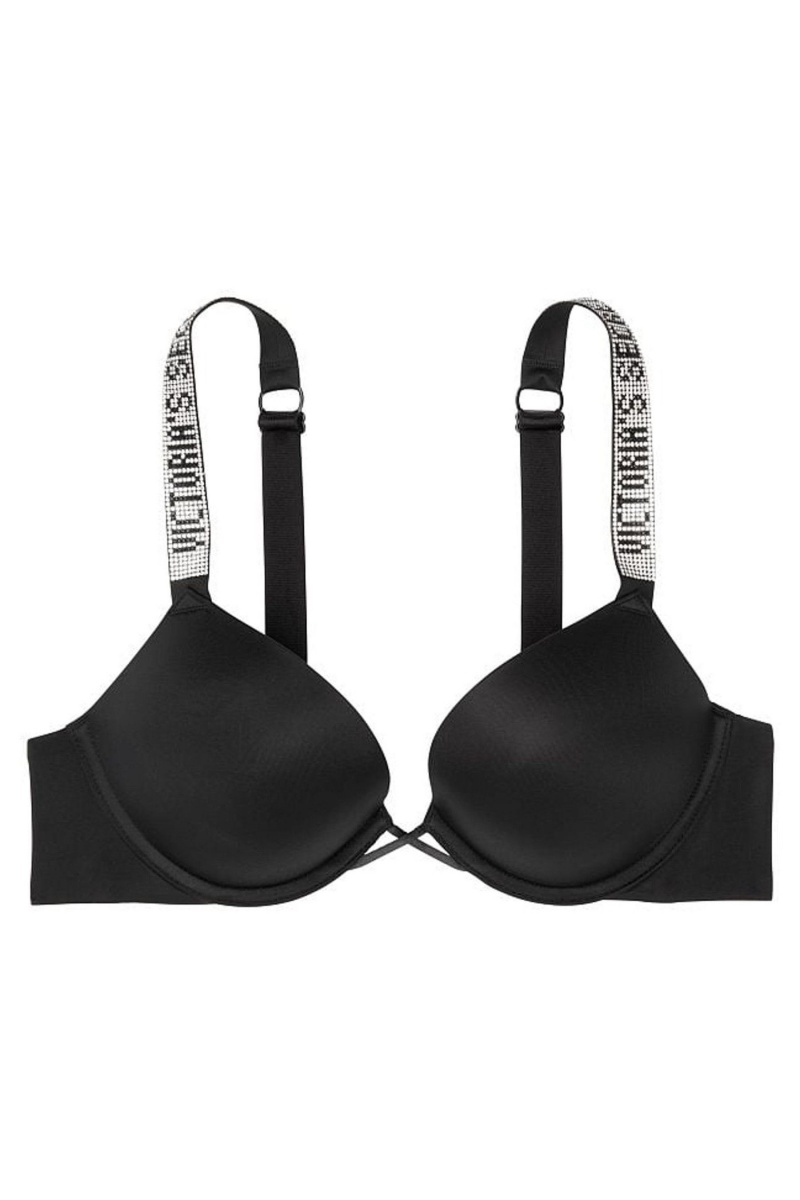 Black Victoria's Secret Very Sexy Shine Strap Add 2 Cups Bombshell Bra | 9678HVULJ