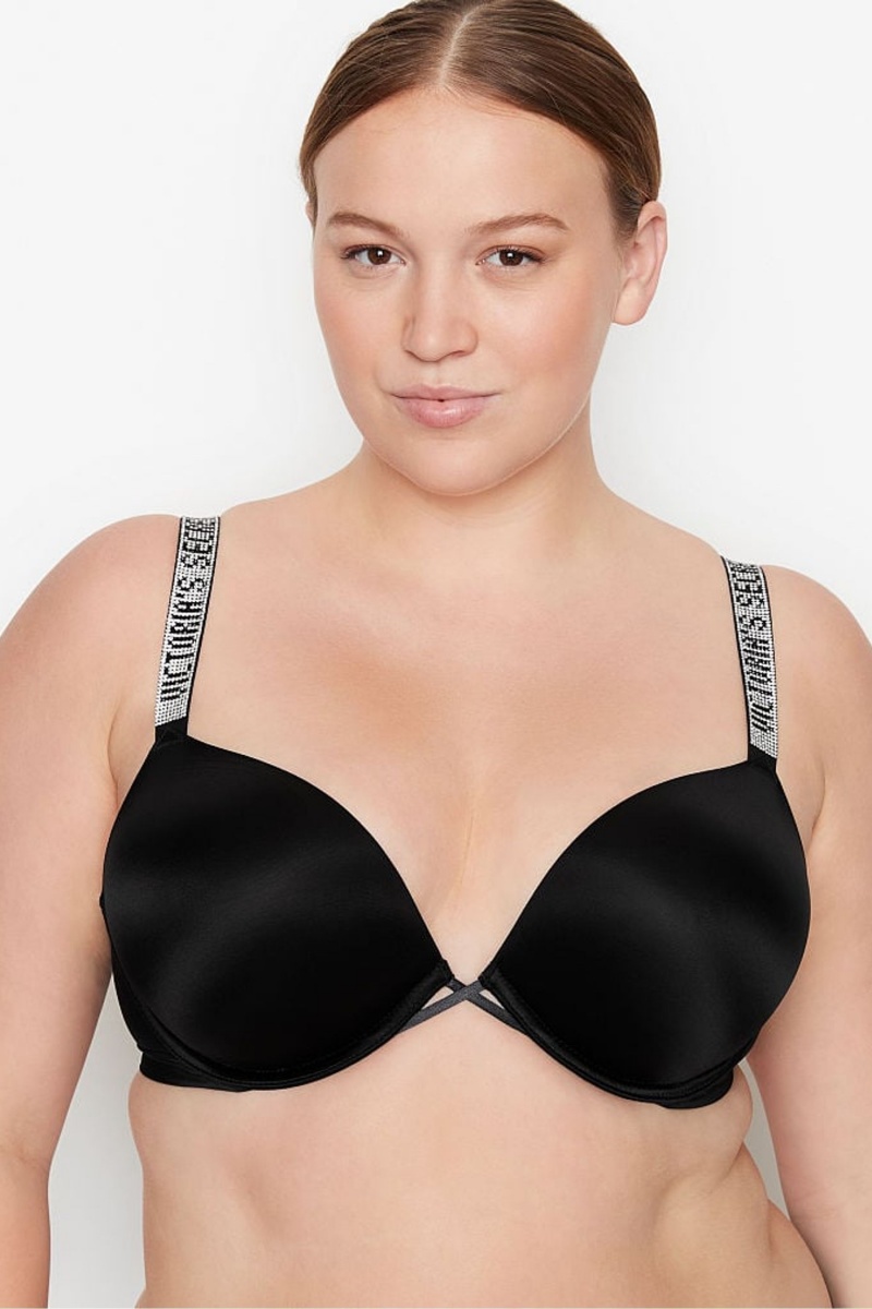 Black Victoria\'s Secret Very Sexy Shine Strap Add 2 Cups Bombshell Bra | 9678HVULJ