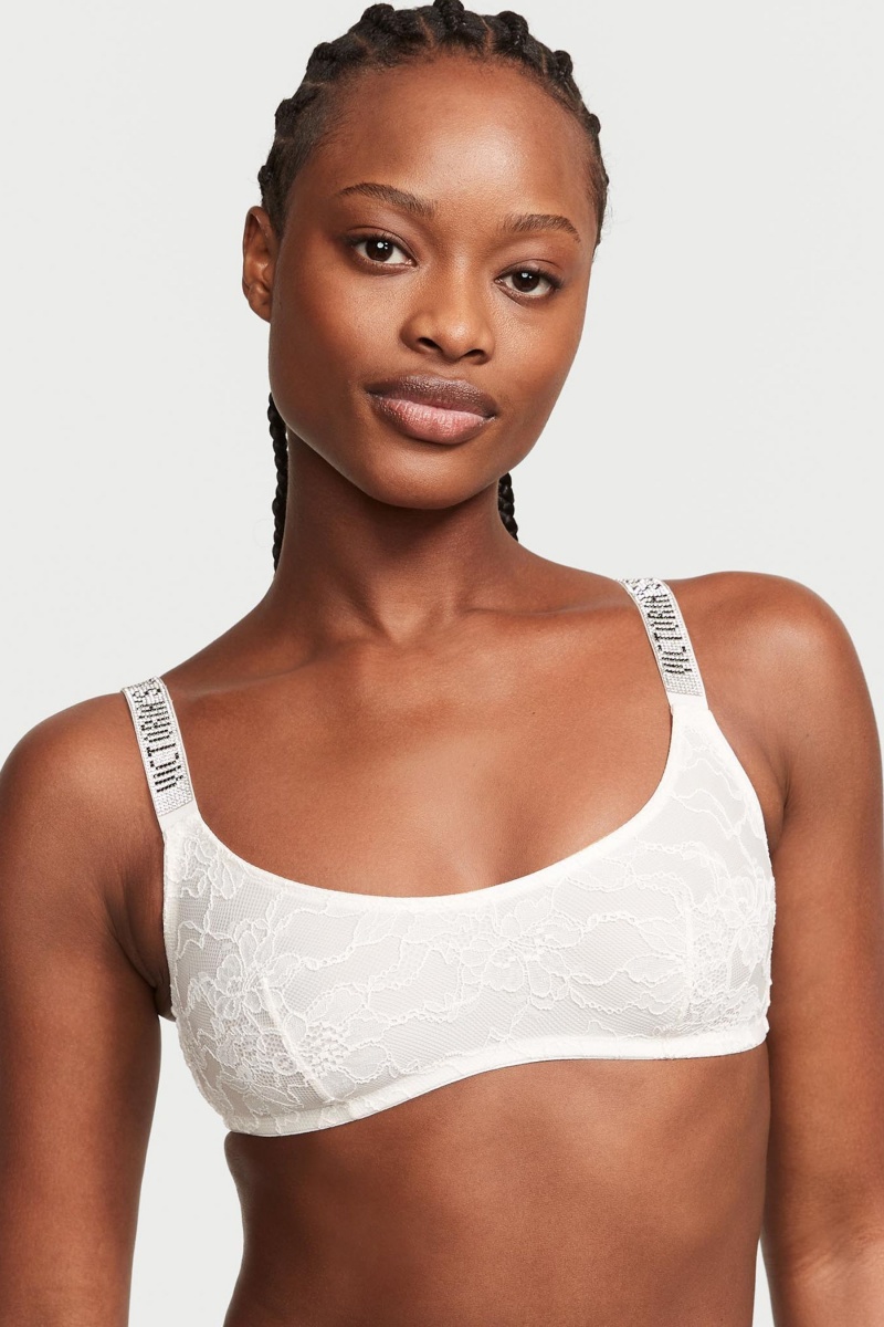 Black Victoria\'s Secret Very Sexy Shine Strap Lace Bralette | 3086HYXRD