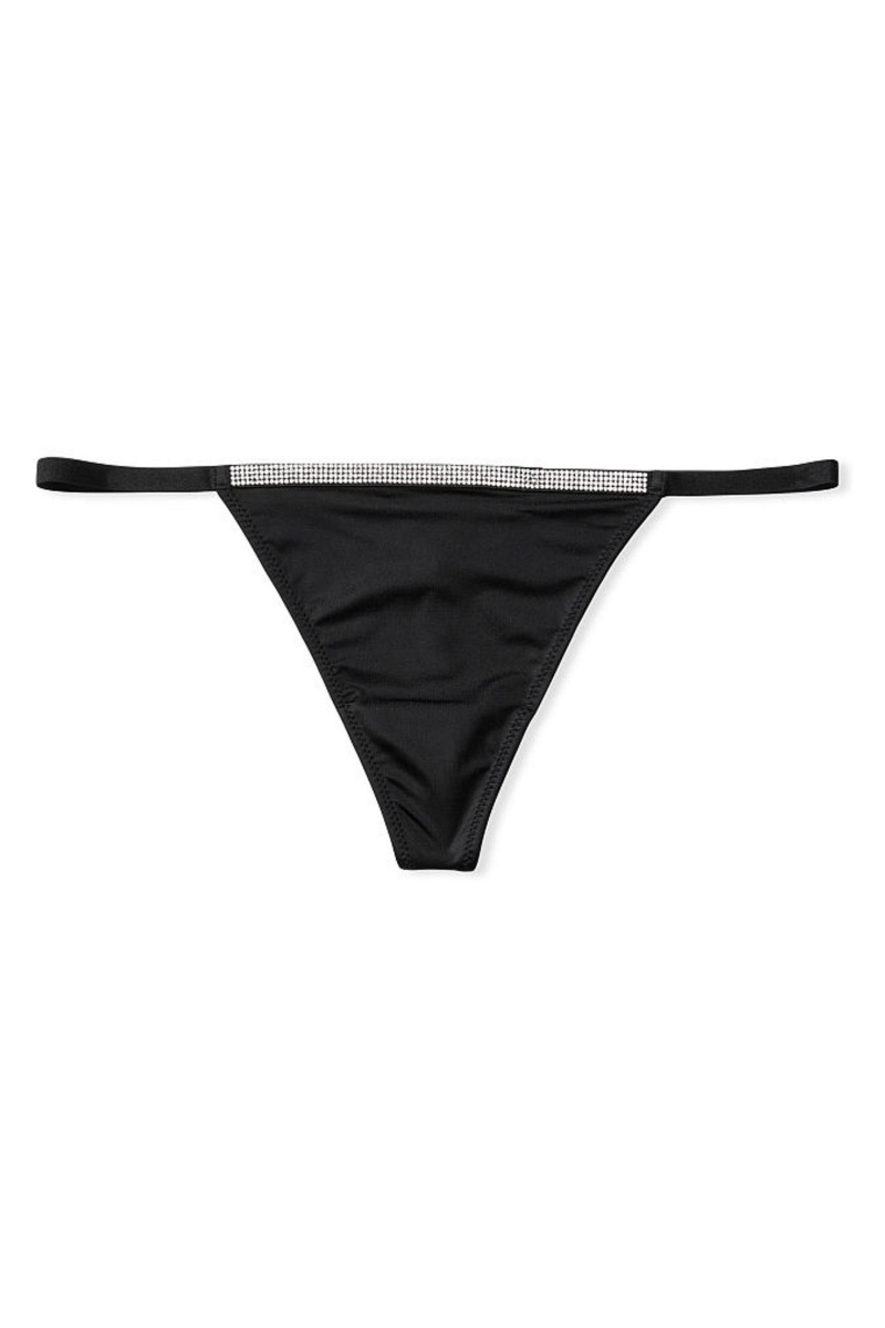 Black Victoria's Secret Very Sexy Smooth Shine Strap Knickers | 8305GQRJK