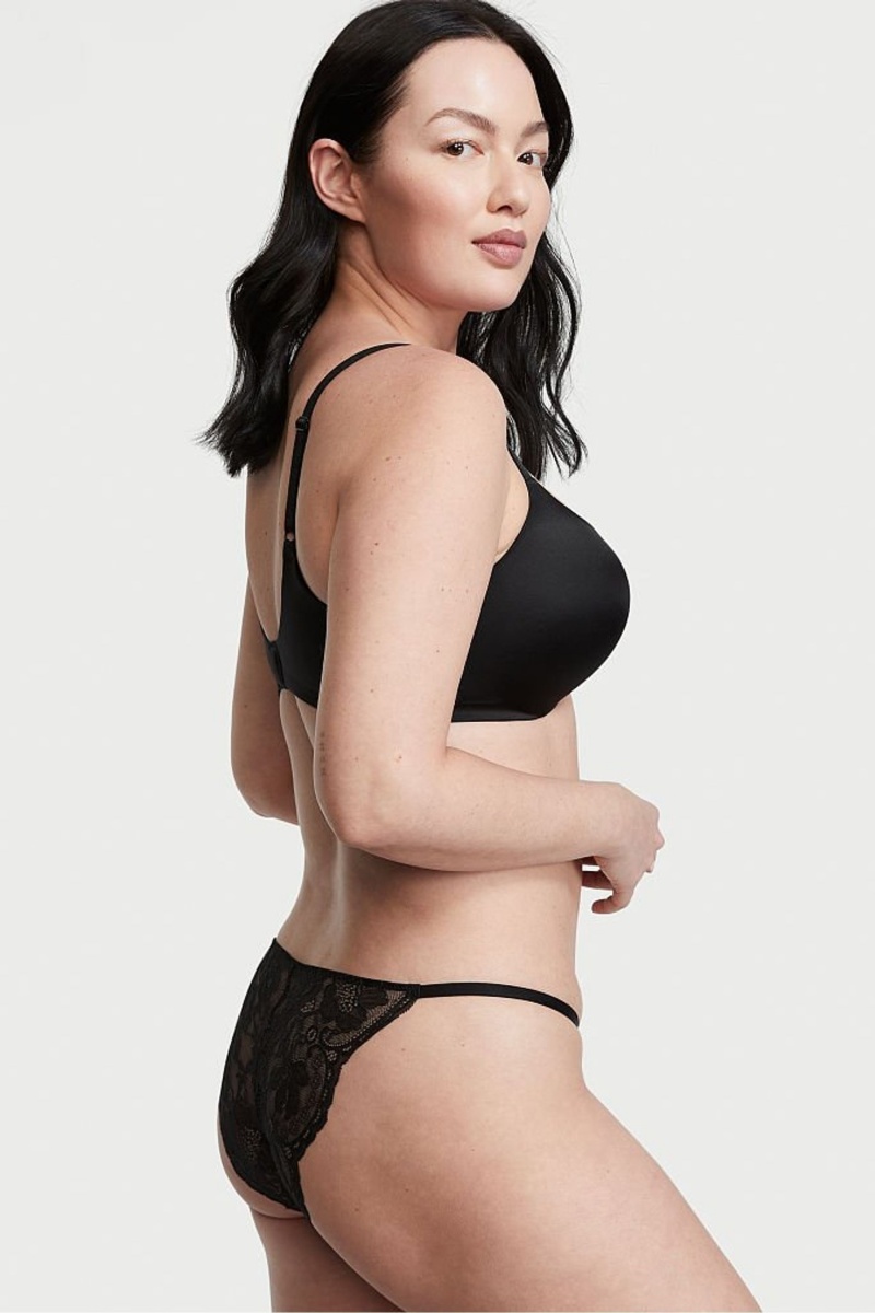 Black Victoria's Secret Very Sexy Smooth Shine Strap Knickers | 1642TSHOZ