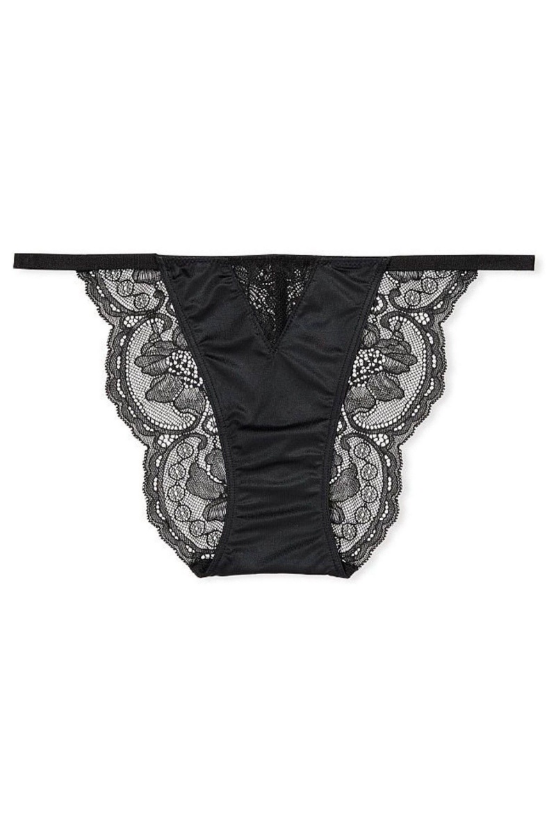 Black Victoria's Secret Very Sexy Smooth Shine Strap Knickers | 1642TSHOZ