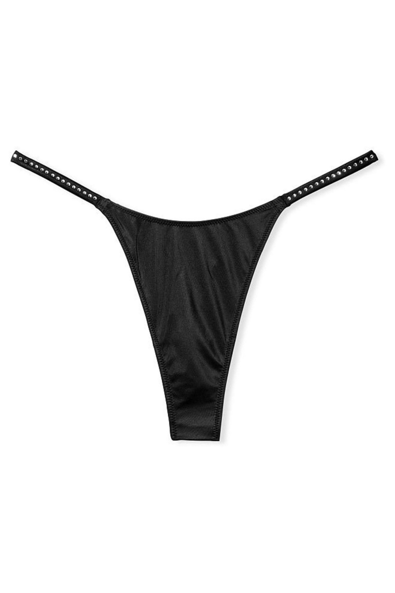 Black Victoria's Secret Very Sexy Subtle Shine Thong Panty | 8510PBKTZ