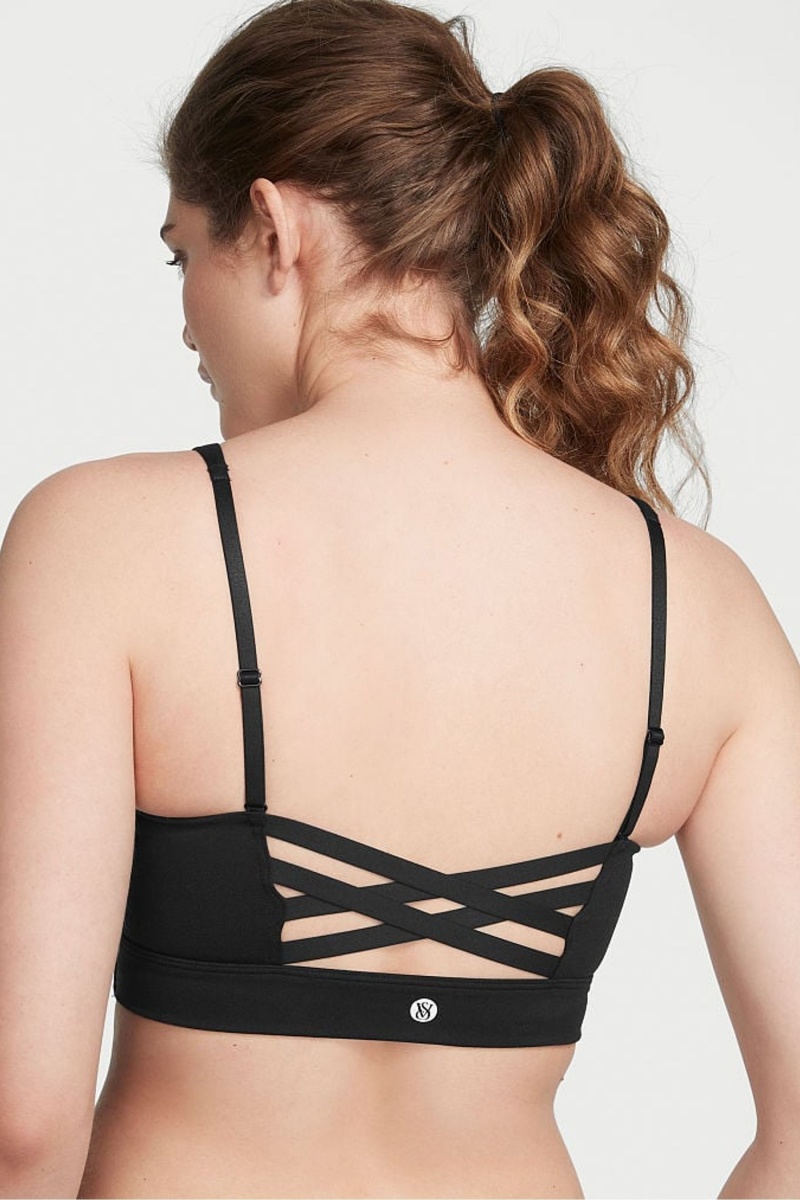 Black Victoria's Secret Victorias Secret Medium Impact Strappy Back Sports Bra | 3458RZWHE