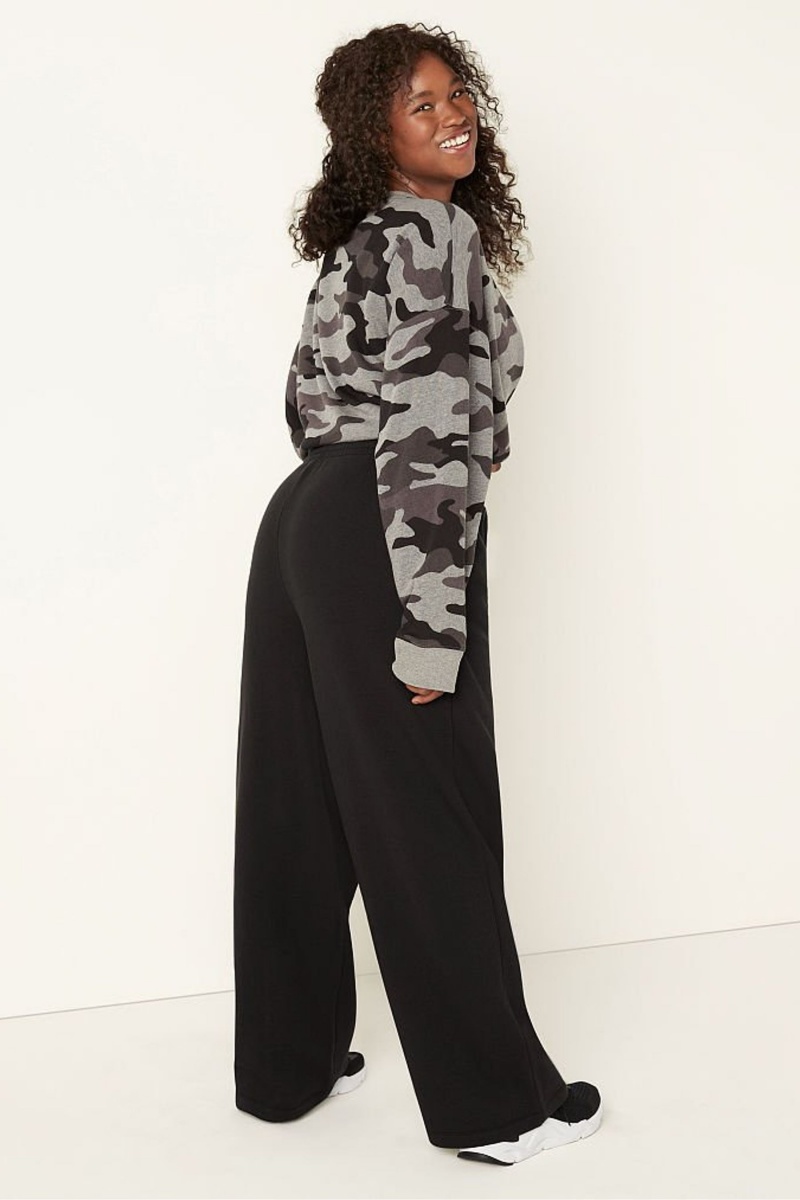 Black Victoria's Secret Wide Leg Jogger | 6073WMTHU