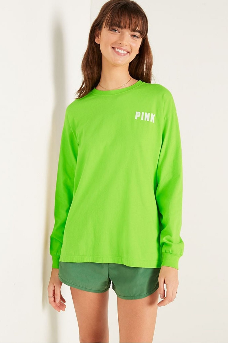 Bloom Green Victoria\'s Secret Long Sleeve T-Shirt | 7326CYROS