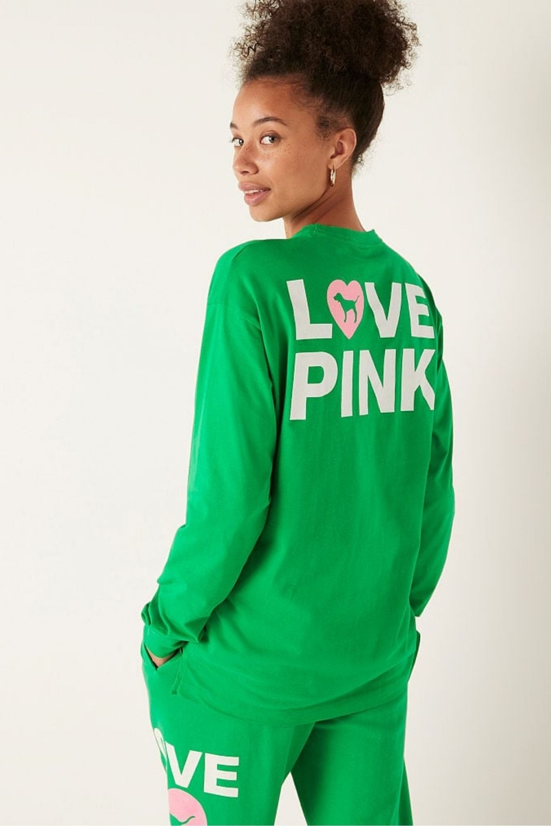 Bloom Green Victoria's Secret Long Sleeve T-Shirt | 2017LKAEO