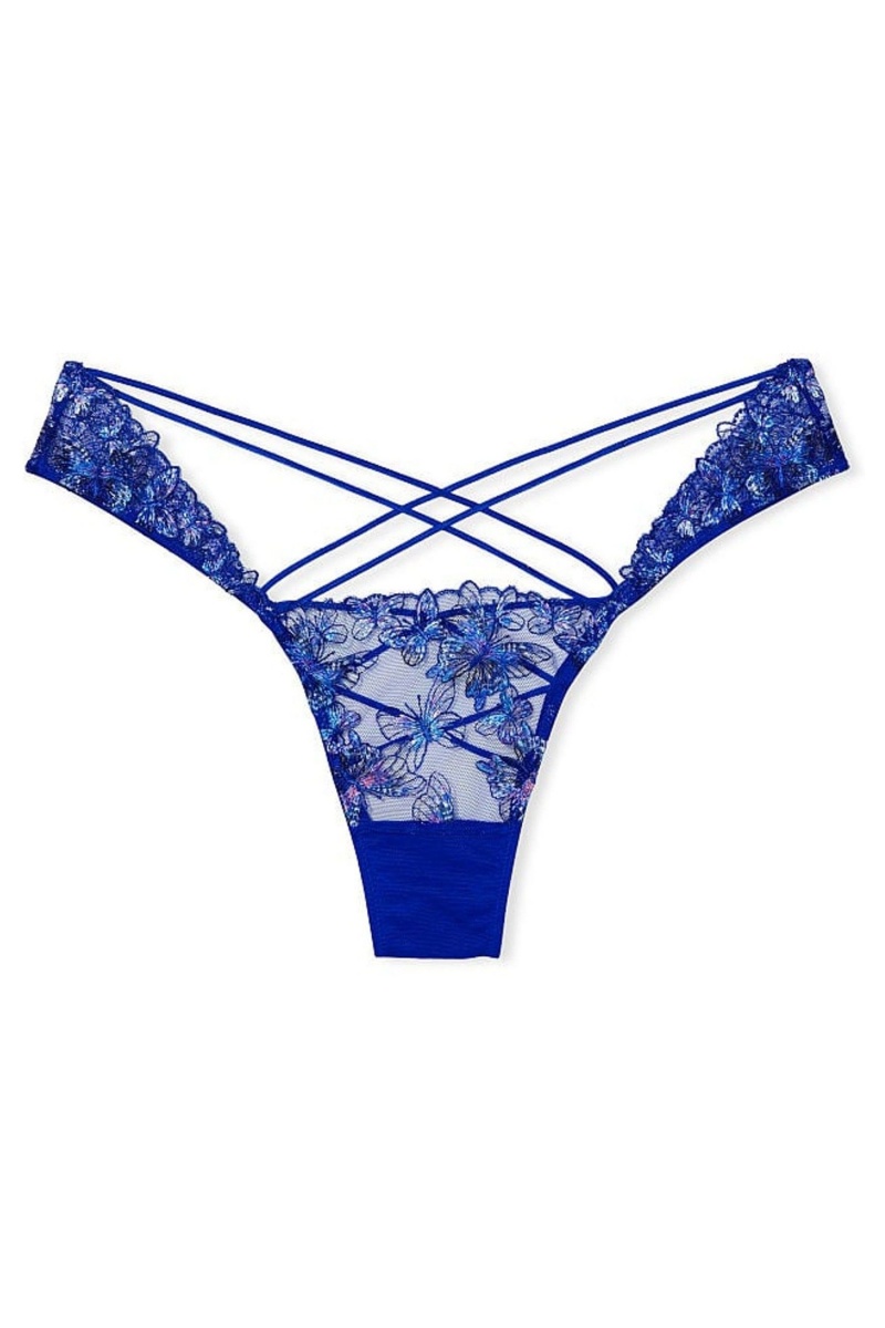 Blue Butterfly Embroidery Victoria's Secret Very Sexy Embroidered Knickers | 1489FZRBQ