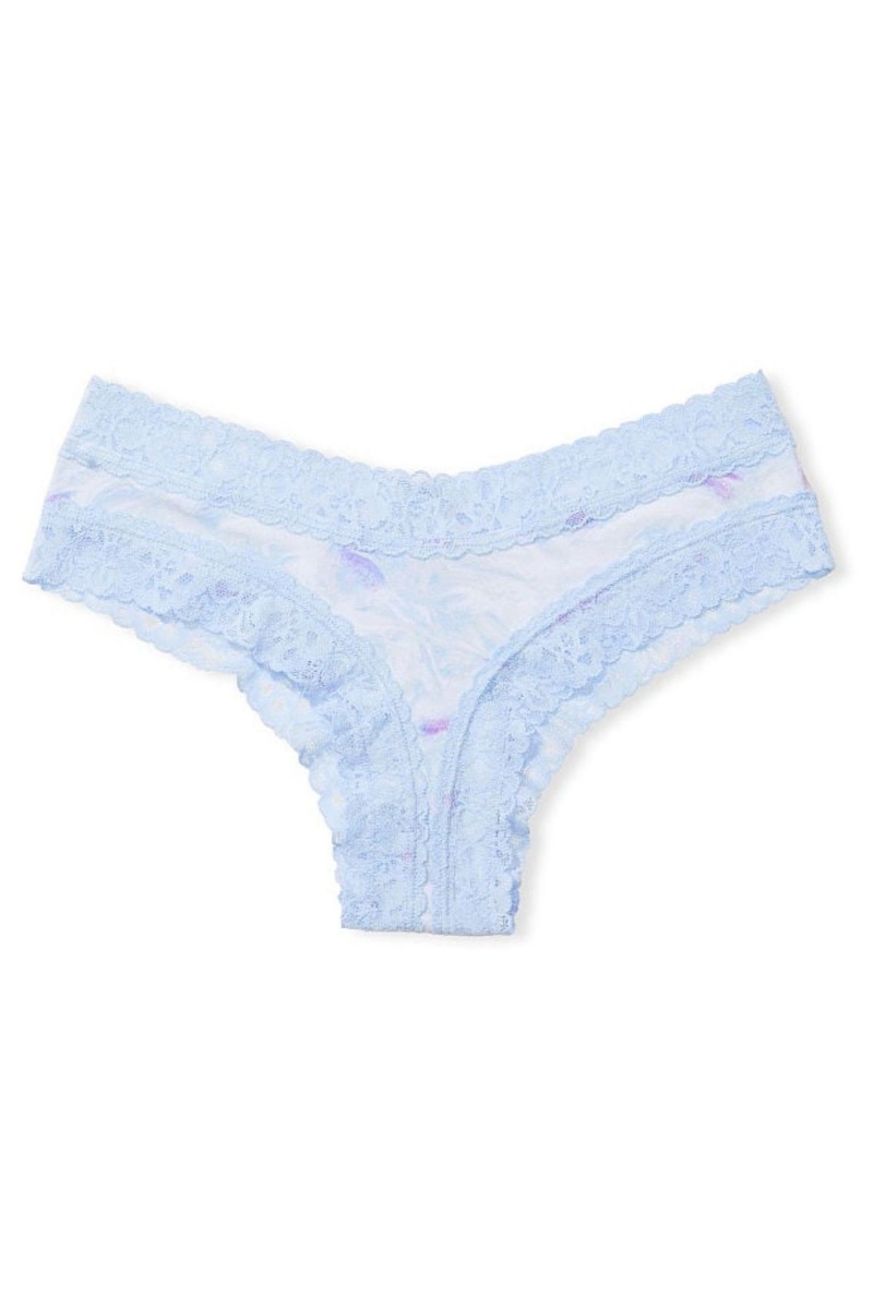 Blue Marble Victoria's Secret Stretch Cotton Lace Waist Cotton Cheeky Knickers | 4861WADBL