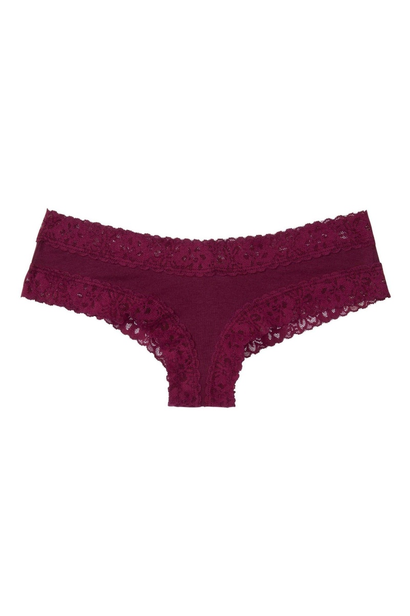 Blue Marble Victoria's Secret Stretch Cotton Lace Waist Cotton Cheeky Knickers | 3258GBCVH