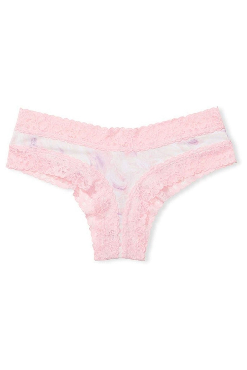 Blue Marble Victoria's Secret Stretch Cotton Lace Waist Cotton Cheeky Knickers | 0874ACQBN