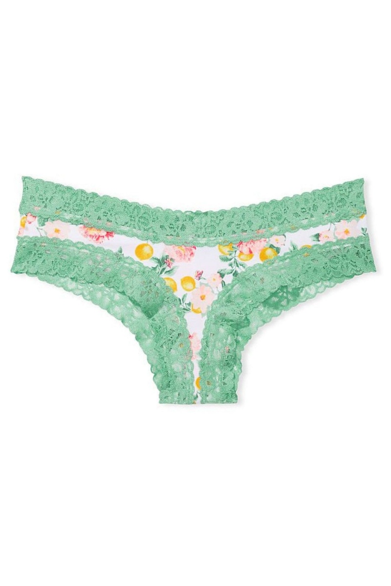 Blue Marble Victoria's Secret Stretch Cotton Lace Waist Cotton Cheeky Knickers | 2706LBOVG