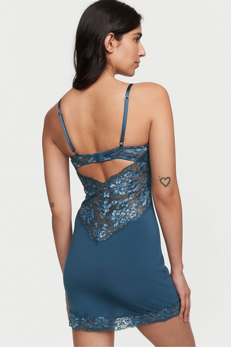 Blue Midnight Sea Victoria's Secret Modal Slip Dress | 3271NYESV