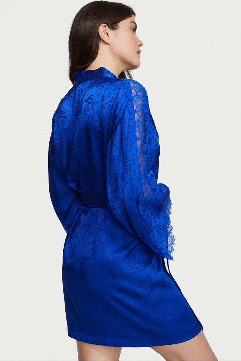 Blue Oar Victoria's Secret Satin Lace Robe | 1462SCJQX