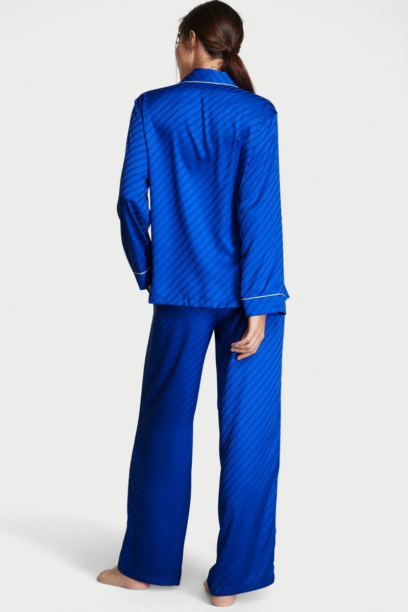 Blue Oar Victoria's Secret Satin Long Pyjamas | 9740DNVUY