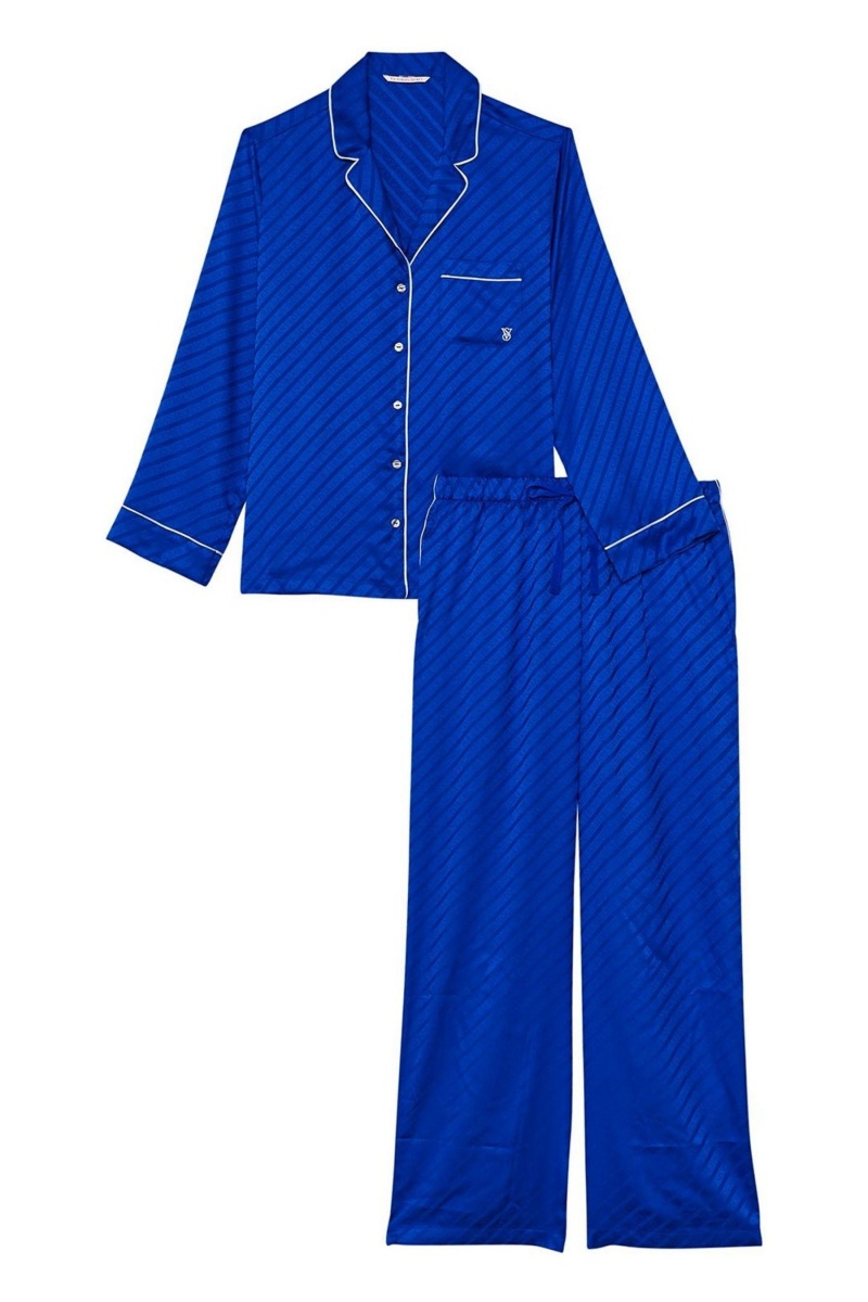 Blue Oar Victoria's Secret Satin Long Pyjamas | 9740DNVUY