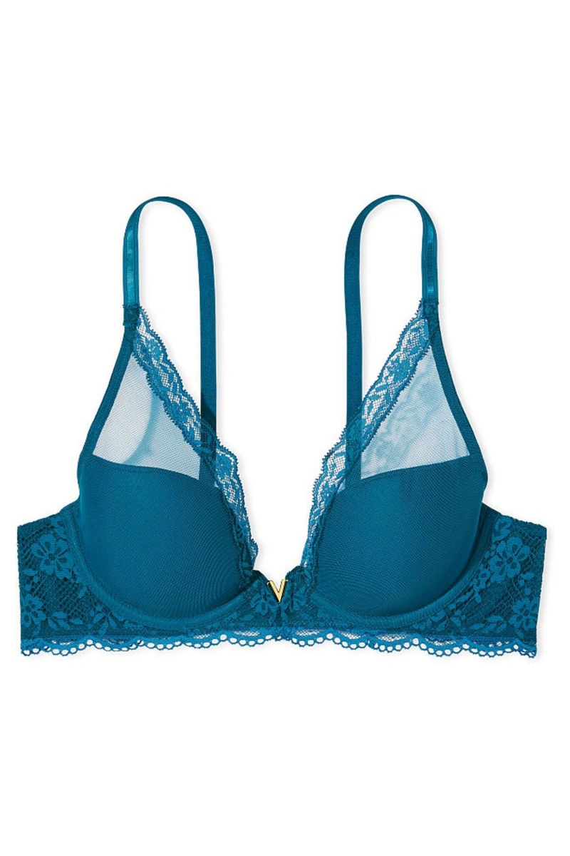 Blue Sapphire Victoria's Secret Love Cloud Love Cloud Lightly Lined Plunge Bra | 4972ABCZW