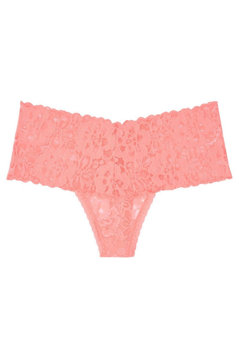 Blush Pink Victoria's Secret The Lacie Lace Wide Band Thong Panty | 8146MXIZJ