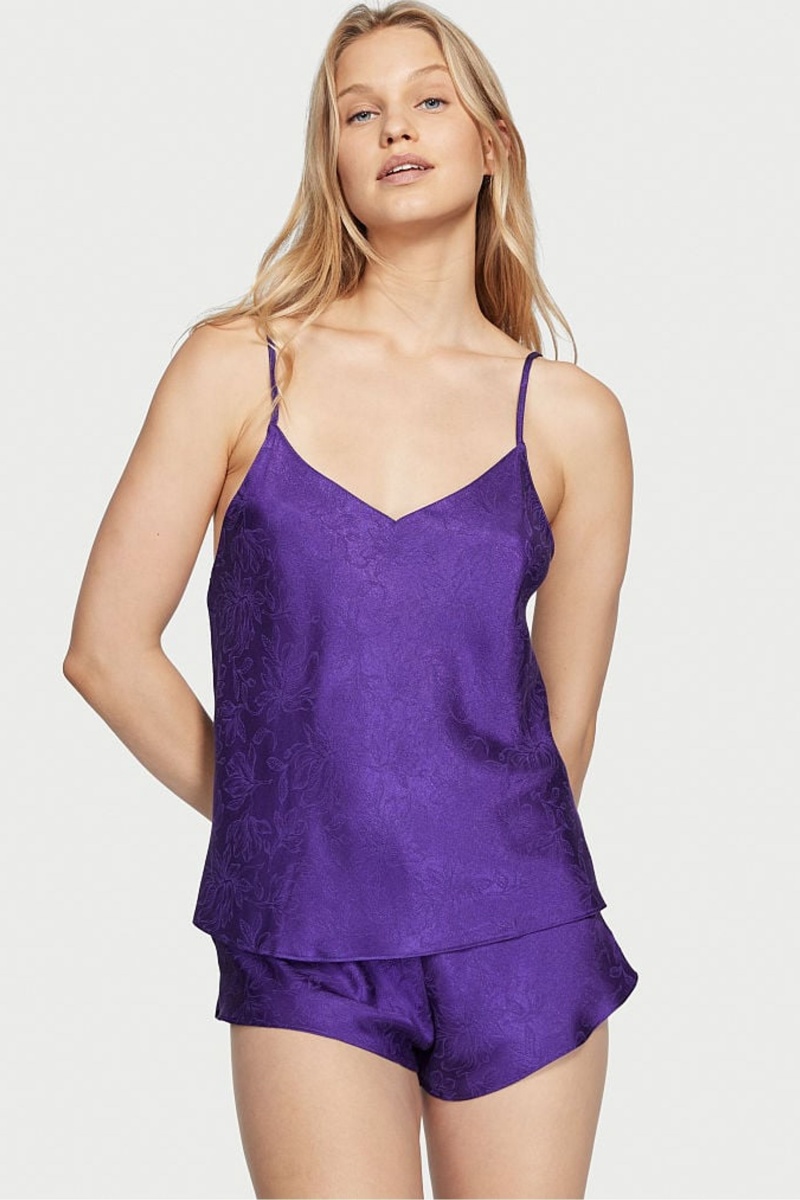 Brilliant Purple Victoria\'s Secret Draped Back Satin Cami Set | 1063OFGHT