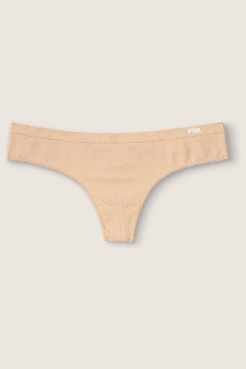 Buff Nude Victoria\'s Secret Seamless Thong Knickers | 4150PWUZJ