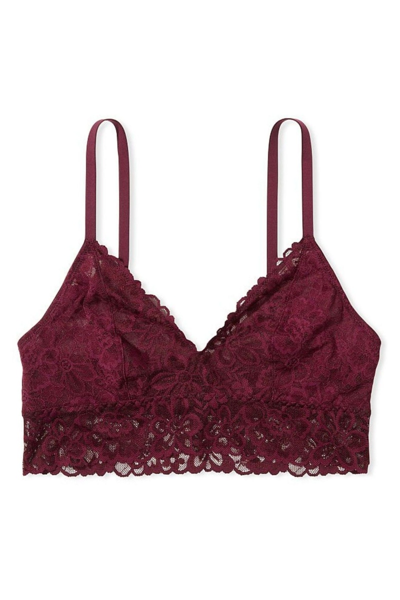 Burgundy Purple Victoria's Secret Sexy Tee Lace Unlined Bralette | 8615JEVMU