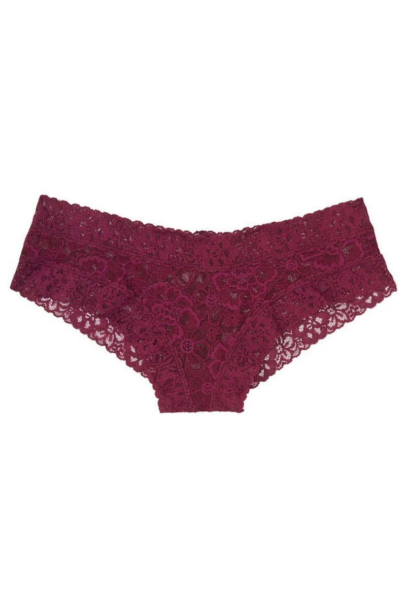 Burgundy Purple Victoria's Secret The Lacie Lace Cheeky Knickers | 2054VZMDG