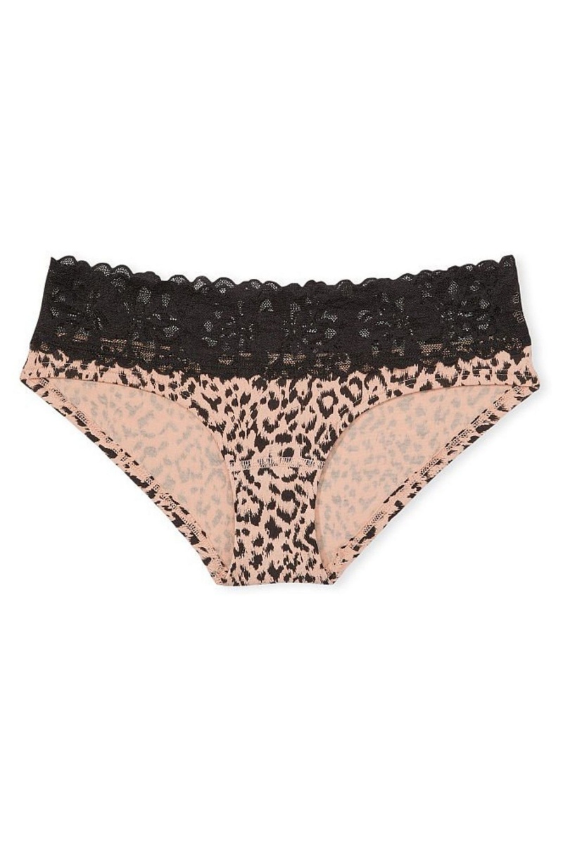 Cameo Animal Brown Victoria's Secret Stretch Cotton Cotton Lace Waist Hipster Knickers | 2513JXDSK