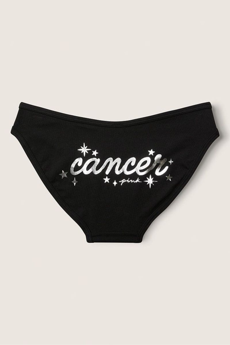 Cancer Black Victoria's Secret Stretch Cotton Astrology Cotton Bikini Knickers | 4320HLKPN