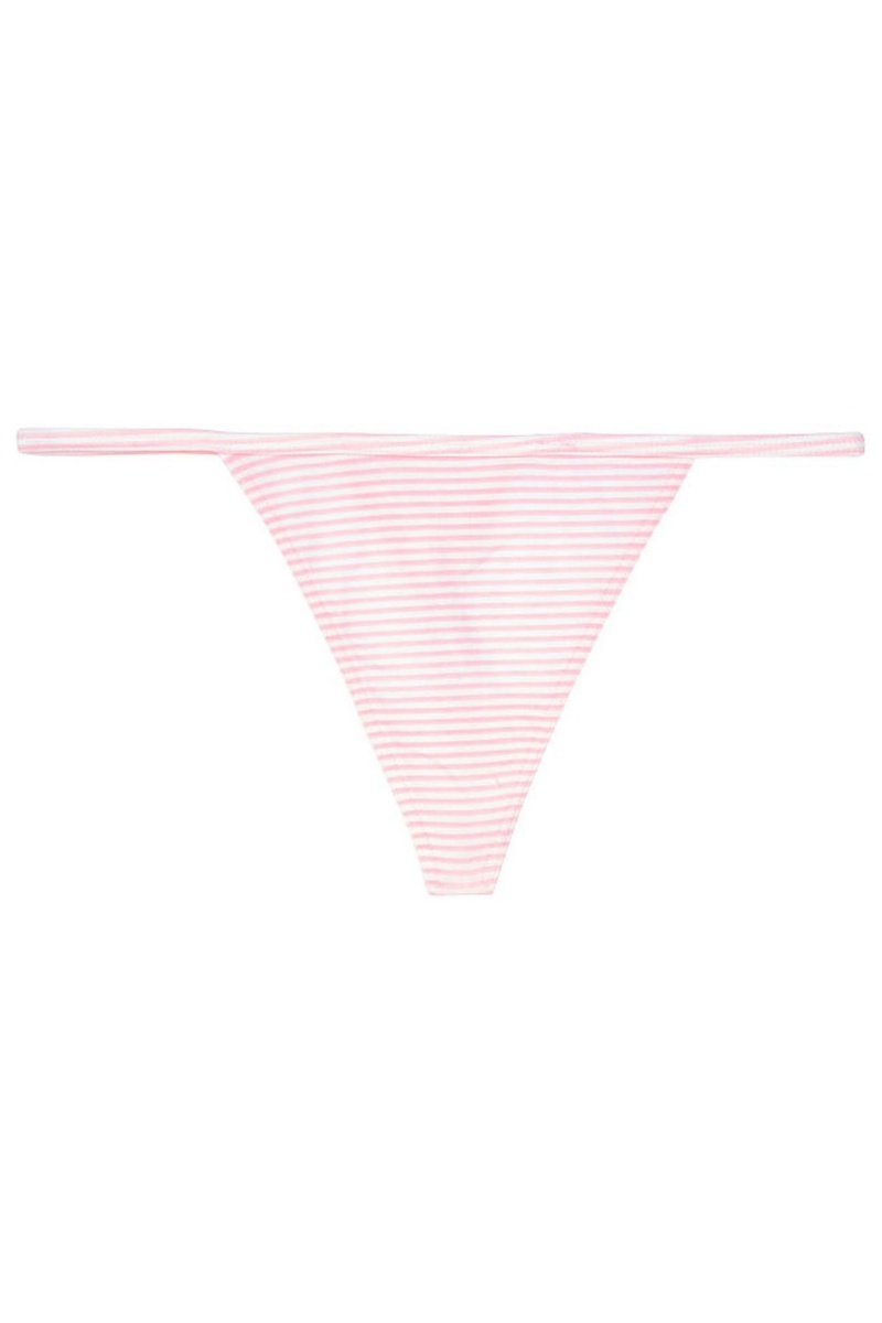 Candy/White Mini Stripe Victoria's Secret Stretch Cotton No Show Thong Knickers | 6783JNLUA