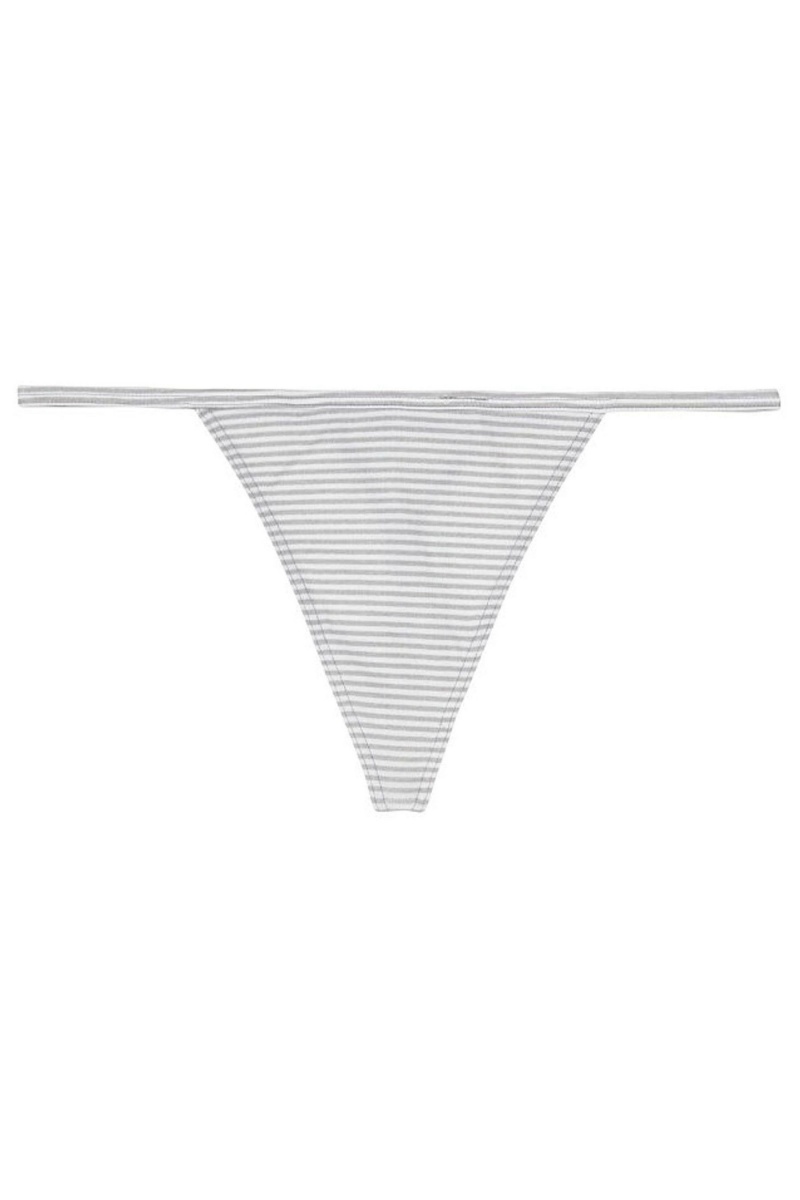 Candy/White Mini Stripe Victoria's Secret Stretch Cotton No Show Thong Knickers | 7306MRTXA