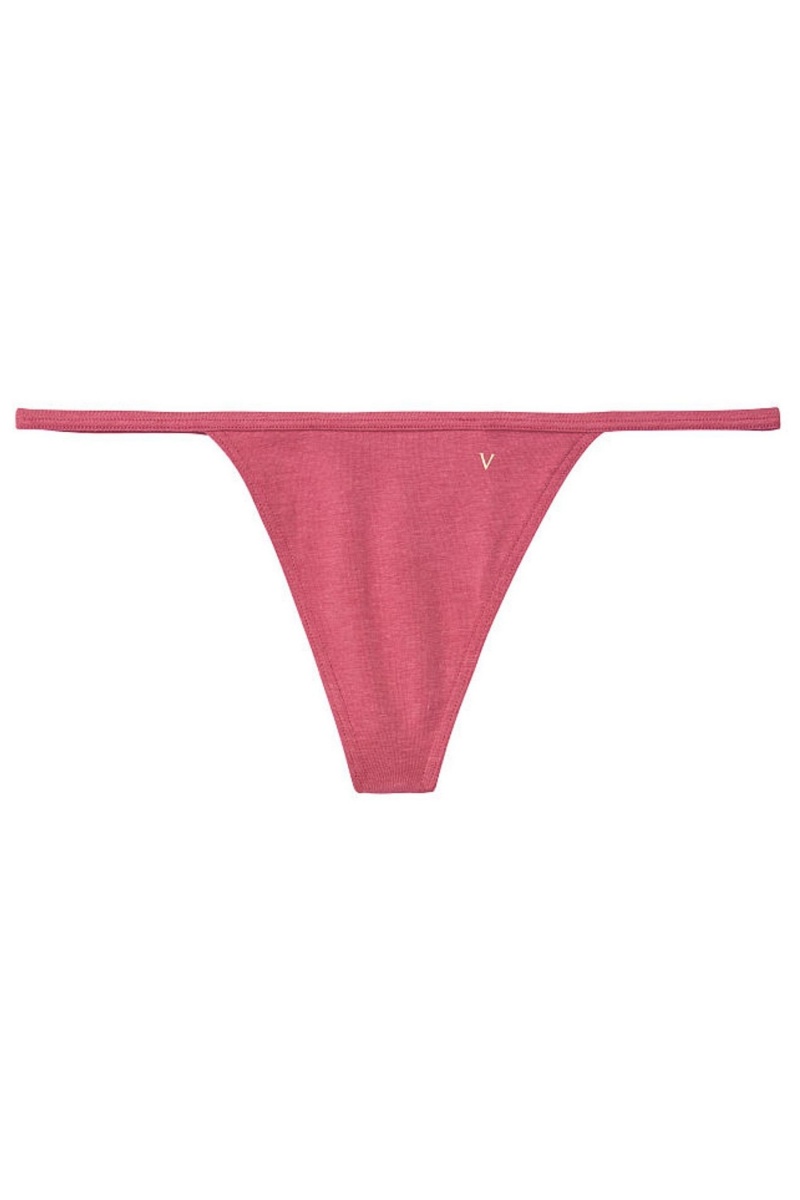 Candy/White Mini Stripe Victoria's Secret Stretch Cotton No Show Thong Knickers | 8402YEKSM