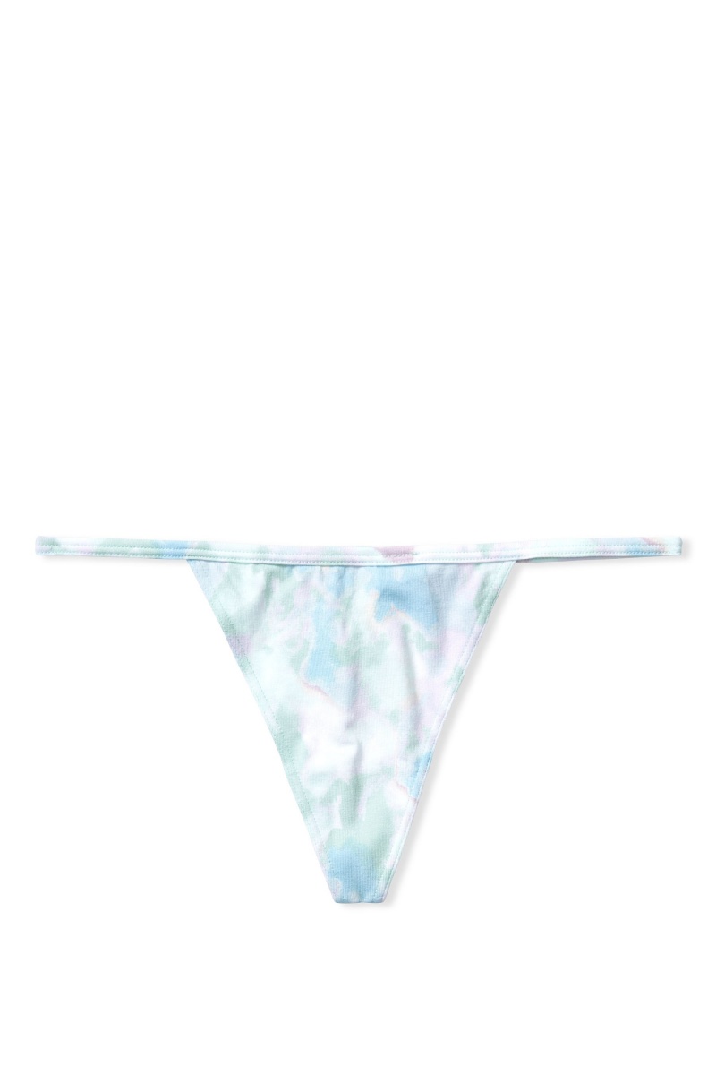 Candy/White Mini Stripe Victoria's Secret Stretch Cotton No Show Thong Knickers | 7180OJQNE