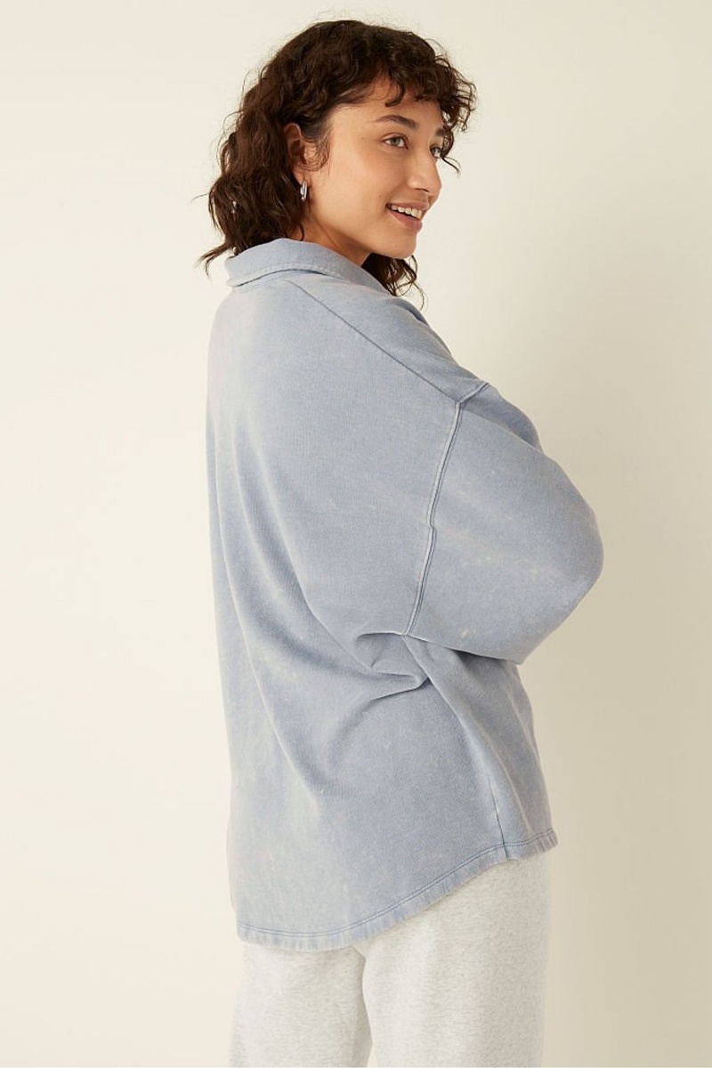 Chalk Blue Wash Victoria's Secret Fleece Shirt Jacket | 2895QTMEL