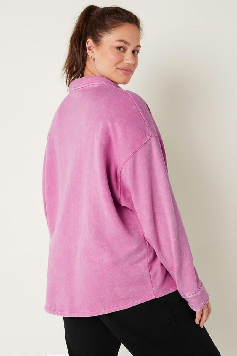 Chalk Blue Wash Victoria's Secret Fleece Shirt Jacket | 8347VSNPE