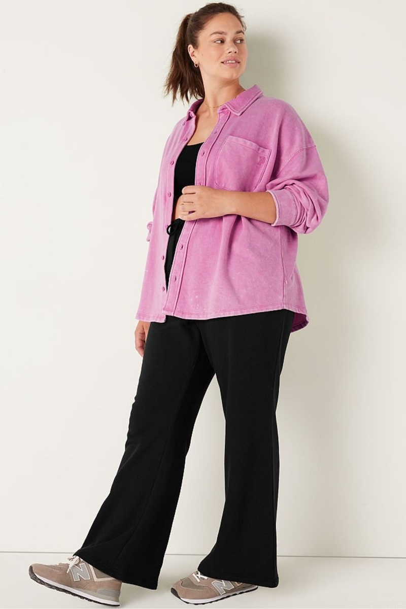 Chalk Blue Wash Victoria's Secret Fleece Shirt Jacket | 8347VSNPE