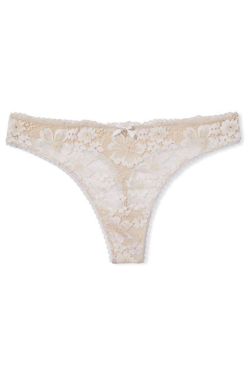 Champagne Nude Victoria's Secret Body by Victoria Lace Thong Knickers | 0342OXHYD