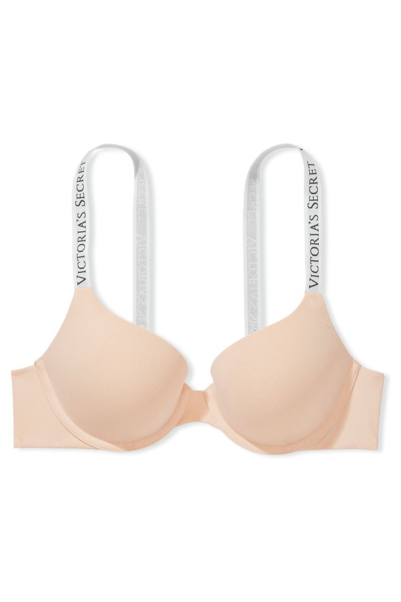 Champagne Nude Victoria's Secret The T-Shirt Full Coverage Push Up Logo Bra | 9452WNUES